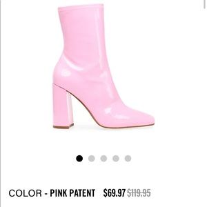 STEVE MADDEN LYNDEN PINK PATENT BOOTS